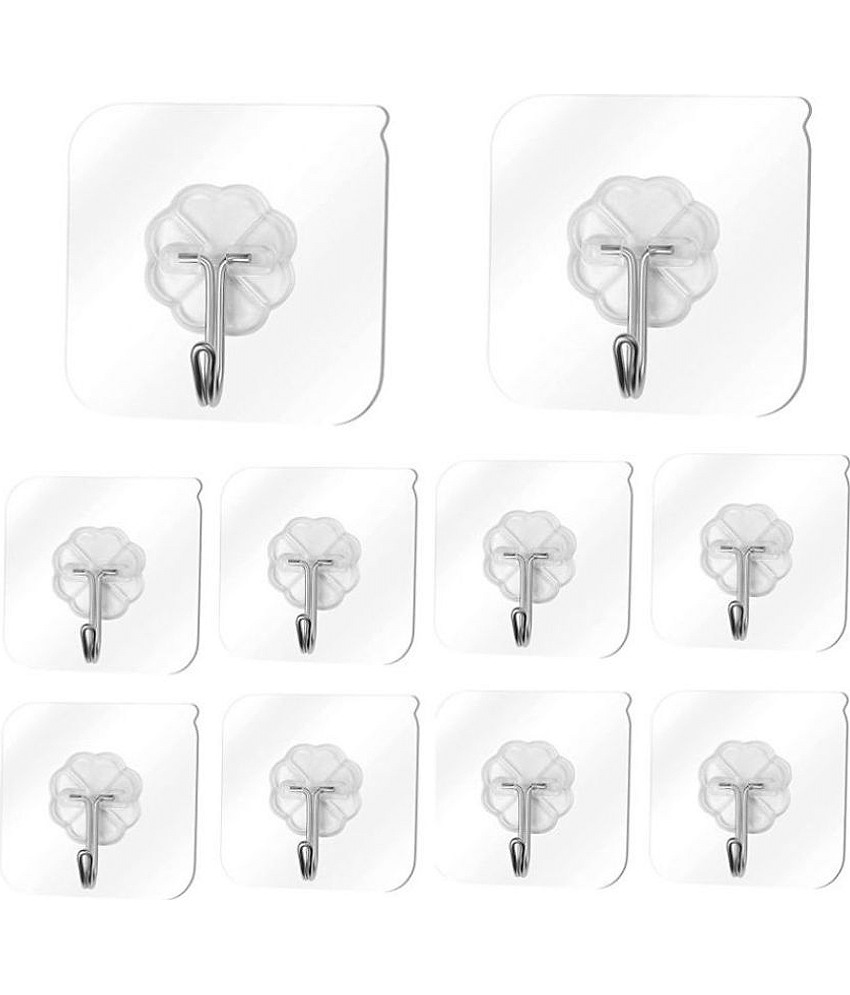 Self Adhesive Hanger Hook Pack of 10,Strong Adhesive Hook Wall Door Sticky Hanger Holder for Kitchen Bathroom Hook (Pack of 10)
