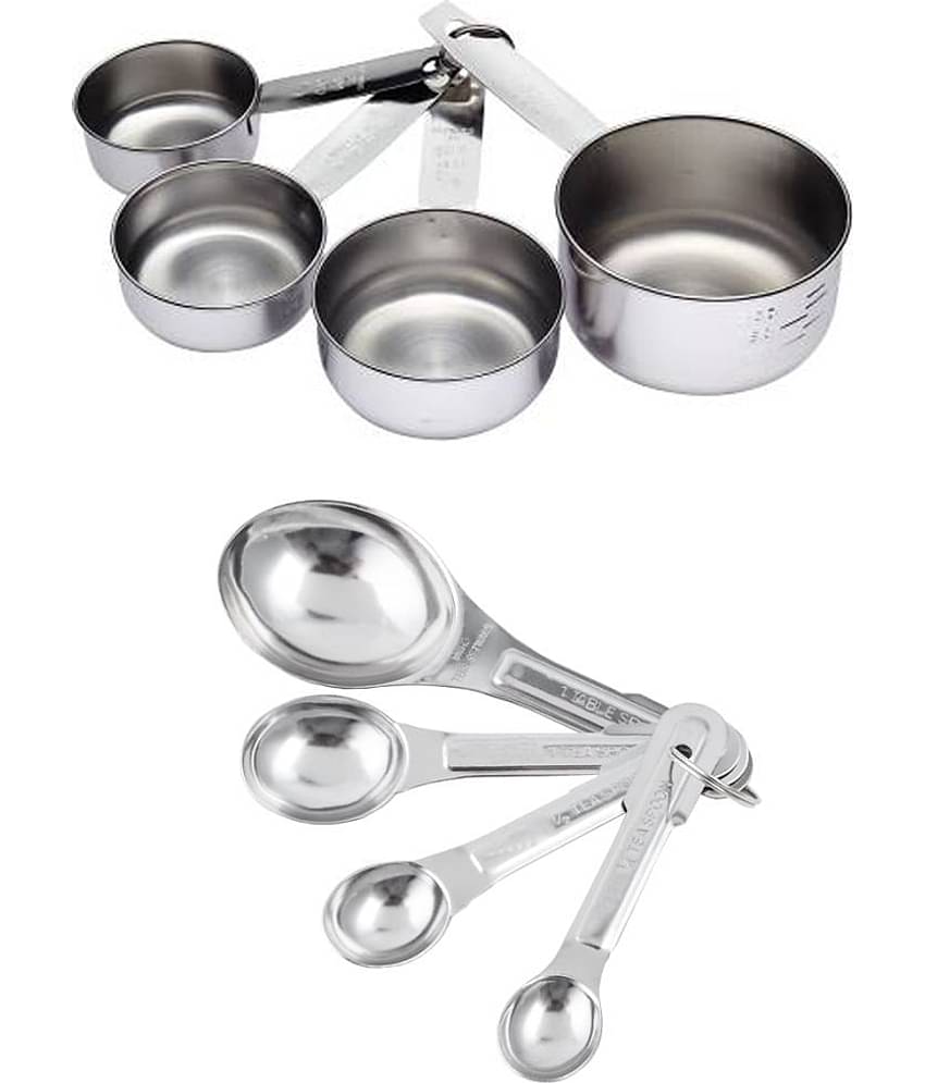 JISUN Stainless Steel Measuring Cups & Spoons Set ( Pack of 8 )