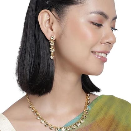 Gold Plated Ad Studded Necklace