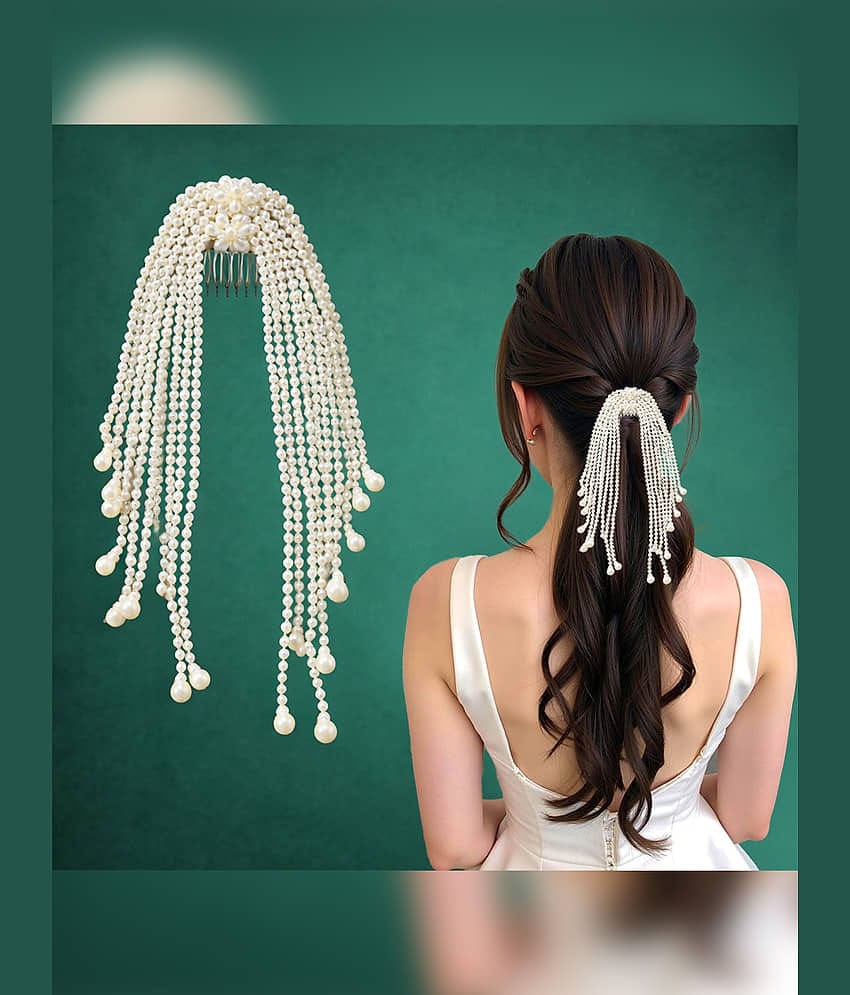 LYKAA White Hair Accessory Set ( Pack of 1 )