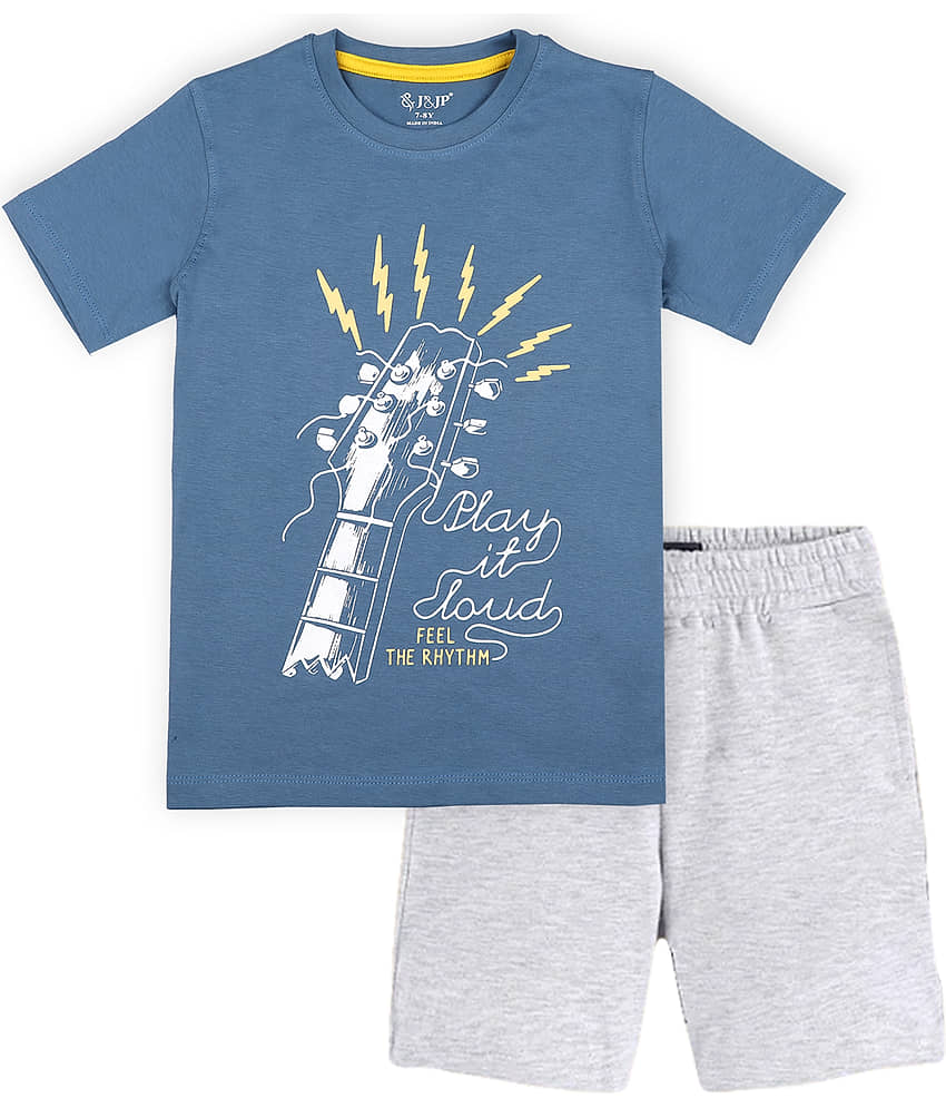 J&JP Pack of 1 Boys Cotton Blend T-Shirt & Shorts Set ( Multicolor )
