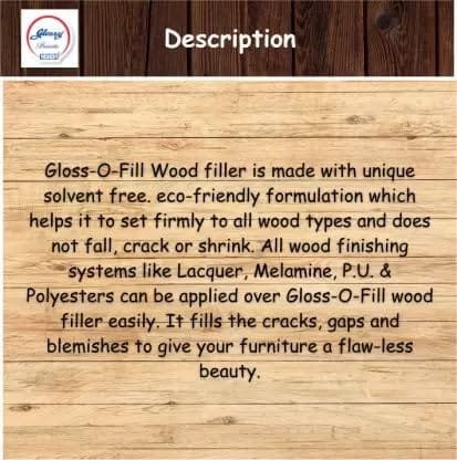 1001 Gloss-O-Filler Natural Wood Filler | Water Based | Unique Solvent Free | eco-Friendly | for All Types of Woods (White, Teak & Walnut 3X1 kg) 1001 Gloss-O-Filler Natural Wood Filler | Water Based | Unique Solvent Free | eco-Friendly | for All Types of Woods (White, Teak & Walnut 3X1 kg)