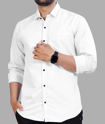 Eyebogler Cotton Blend Regular Fit Solids Full Sleeves Men's Casual Shirt - White ( Pack of 1 )
