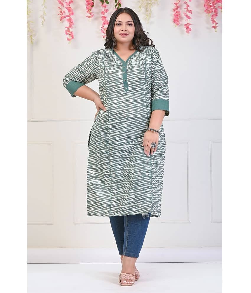 Swasti Cotton Printed Straight Women's Kurti - Green ( Pack of 1 )