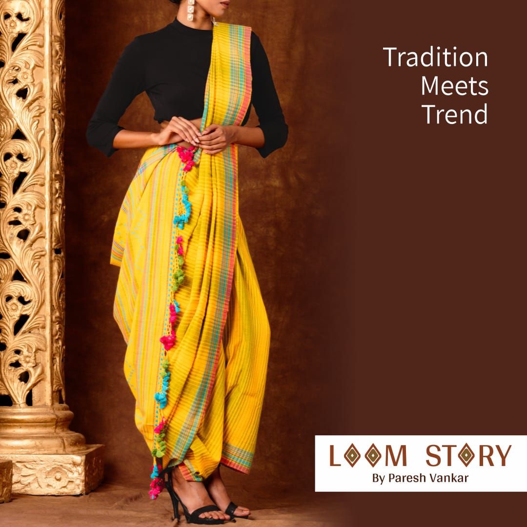 Tradition Meets Trend Organic Handwoven Kala Cotton Saree (Blouse piece included)