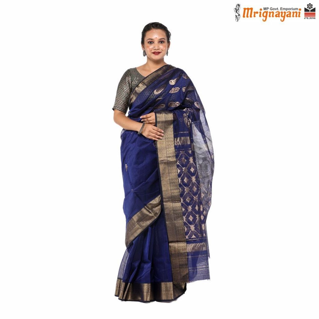 HANDLOOM MAHESHWARI SILK SAREE WITH BLOUSE (SKU - 3S0101180522, SAREE- 1267) - Sarees | Buy online on ZillyBuy