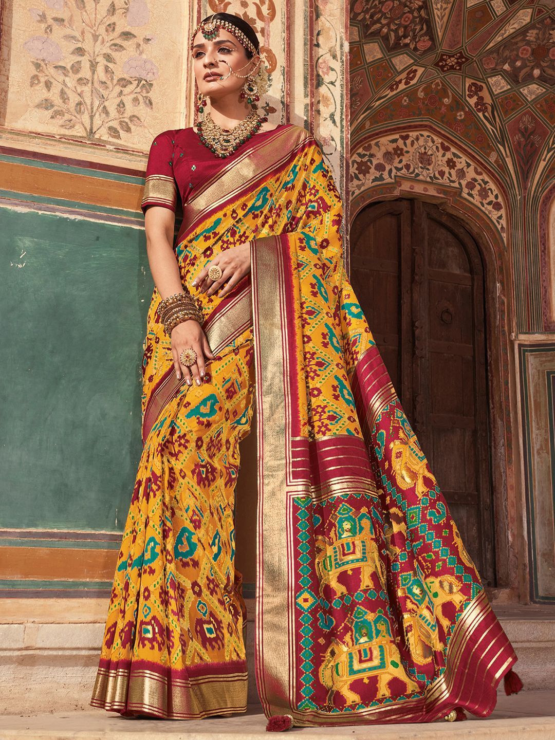 Deluxe Yellow Patola Silk Saree