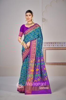 Morpich Pure Look ikkat Patola Saree