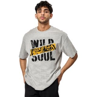 LEOTUDE Oversized Cottonblend Half Sleeve Printed Mens T-Shirts