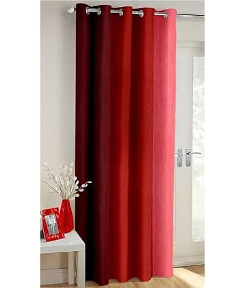 N2C Home Vertical Striped Semi-Transparent Eyelet Curtain 7 ft ( Pack of 1 ) - Red