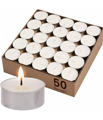 TYOHAAR White Unscented Wax Tea Light Candle 20 cm ( Pack of 50 )