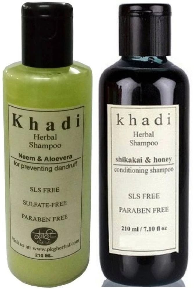 Khadi Herbal Hair Cair Combo (SLS, Paraben Free) Neem & Aloevera,Shikakai & Honey Shampoo 420 ml Pack of 2