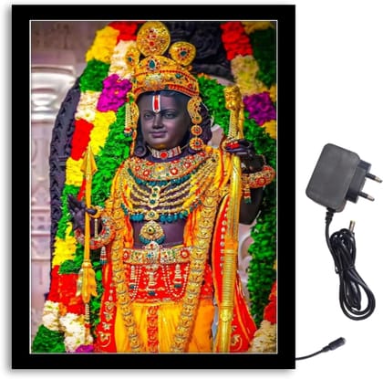 NOKKES Ram Lalla Ji Ayodha Murti Light Photo Frame 8X10 inch Led Light photo Frame With Light Adaptor Led Light Photo Frame Black Color Photo Frame_AQW234