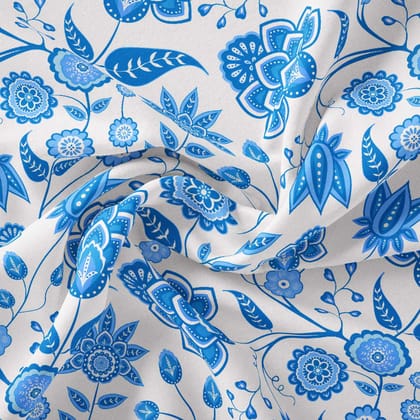 Blue Kalamkari Floral Chintz-Cotton