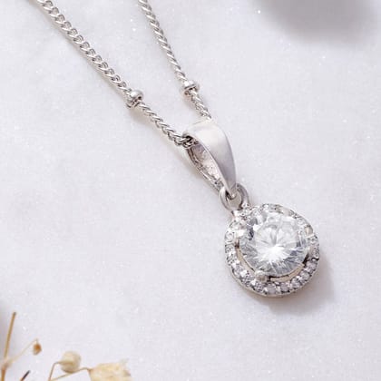 92.5 Silver White Zircon Loop Necklace-Necklace