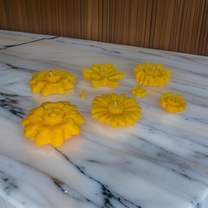Floating Candle Set of 6 Candle | Diwali Candle SOYA Wax Candle | Organic Candle | (Yellow)