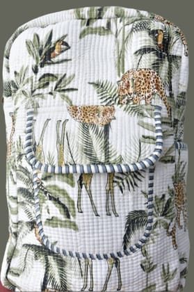 White Leopard In Jungle Print Backpack White Leopard In Jungle Print Backpack