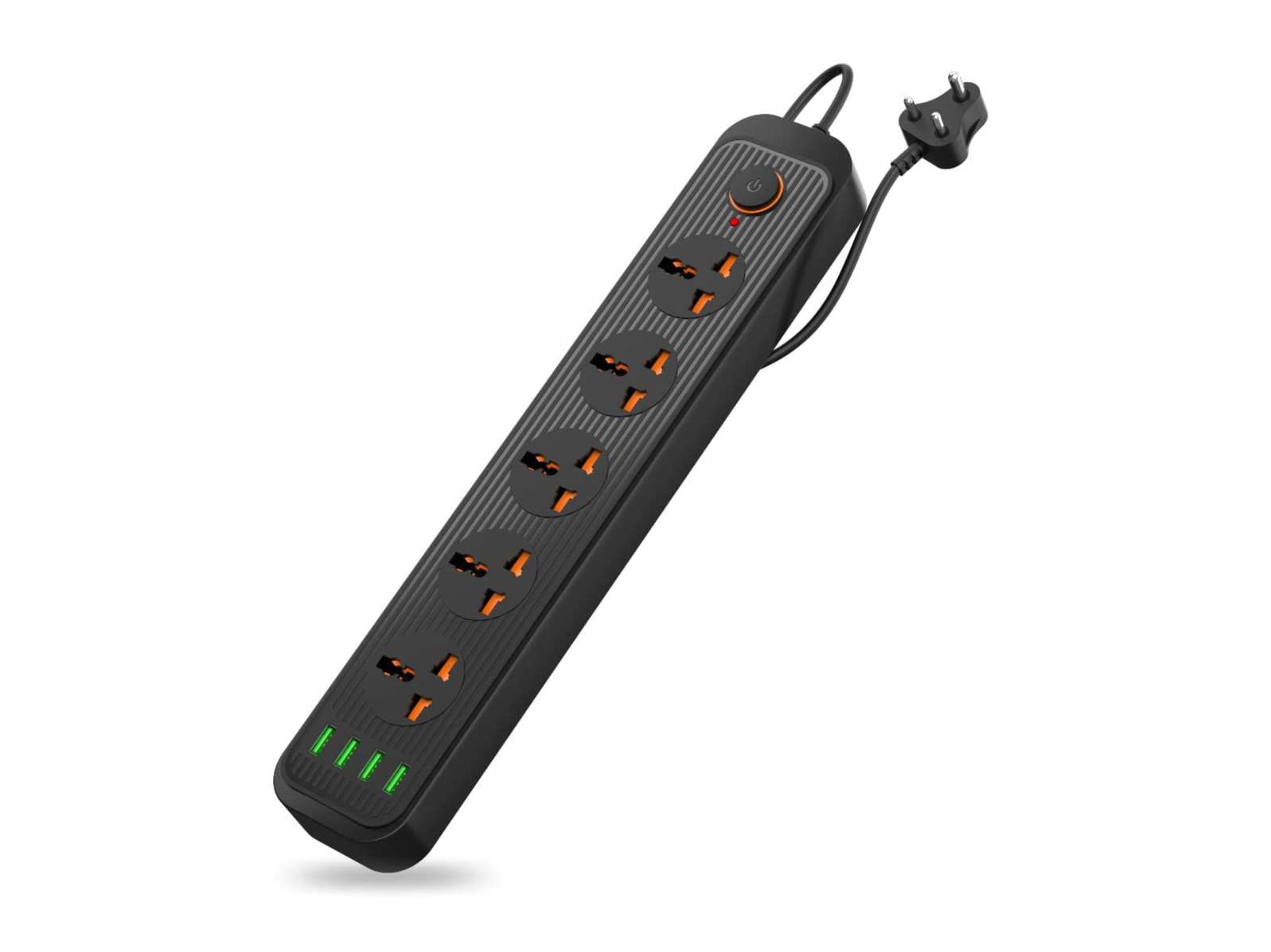 Portronics Power Plate 6 with 4 USB Port + 5 Power Sockets Extension Board, 2500W Power Converter, Cord Length 3Mtr