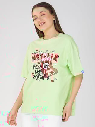 I Need Pizza Women Oversized T-Shirt-Pistachio Green / XS