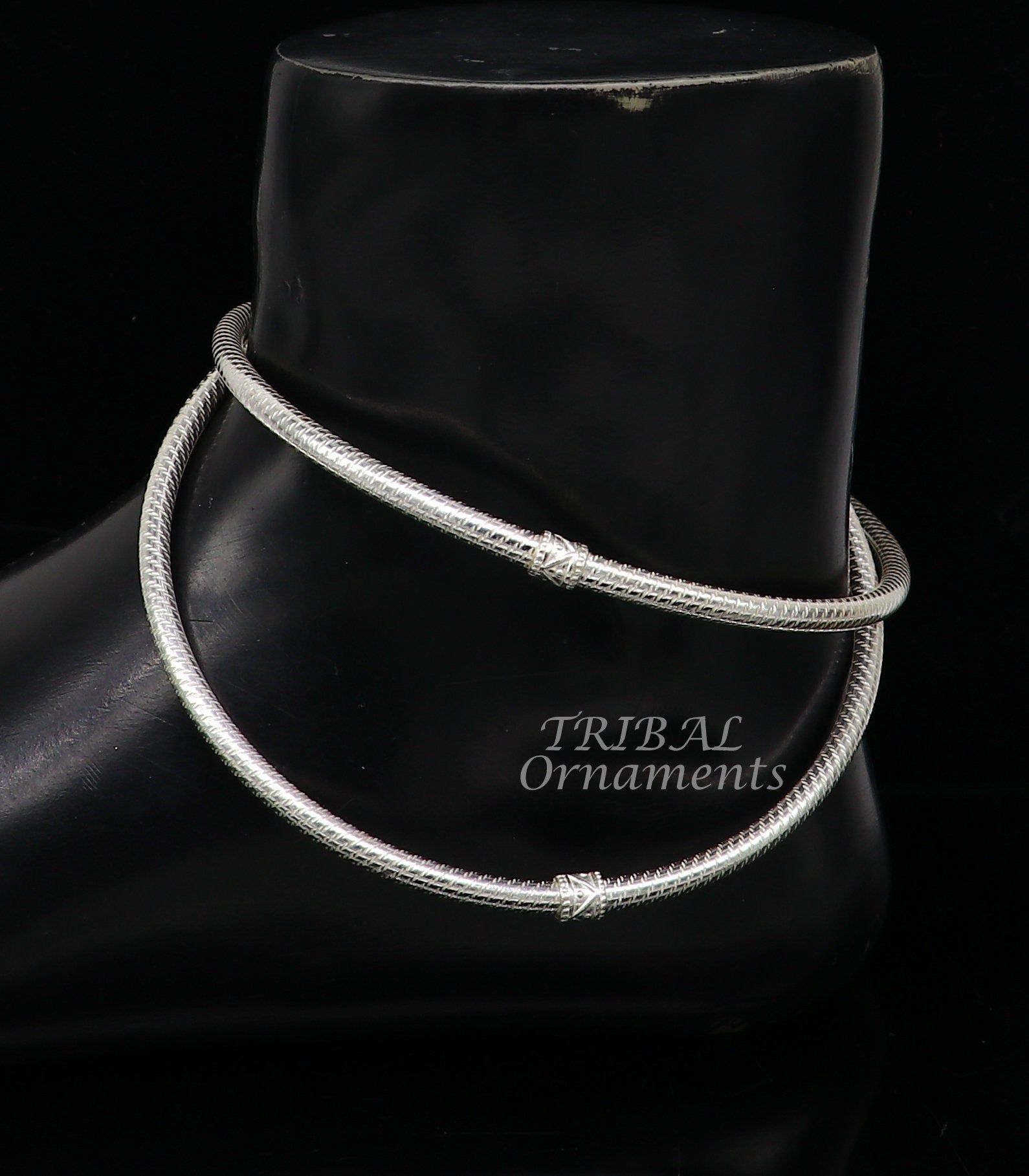 925 Sterling silver Handmade plain design Traditional cultural modern trendy foot kada anklets bracelet, best gift for brides nsfk94-3.2