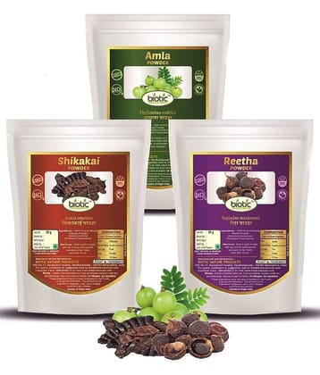 Biotic Amla, Reetha and Shikakai Powder (50g Each) 150 gm