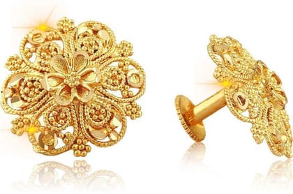 Traditional South Screw Back Alloy Gold And Micron Plated Round Earring