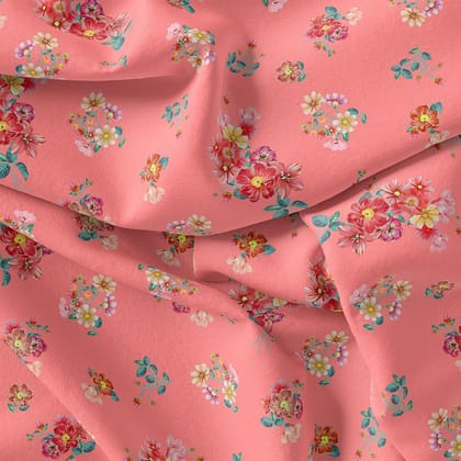Calico Colorful Flower Digital Printed Fabric - Rayon