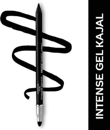 FACES CANADA Ultime Pro Intense Gel Kajal With Sharpener - Black, 1.2 g | 24 Hr Long Stay