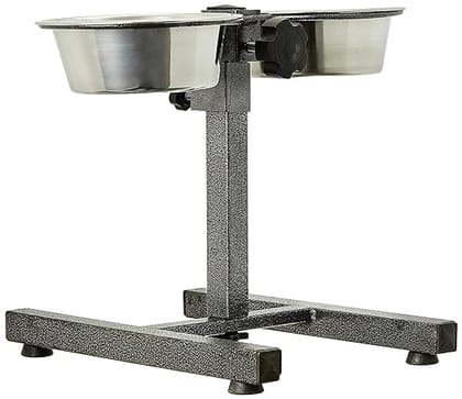 SmartyPet Stainless Steel Bowl With Adjustable Stand, Large Size (Width-29cm x Depth-10cm)