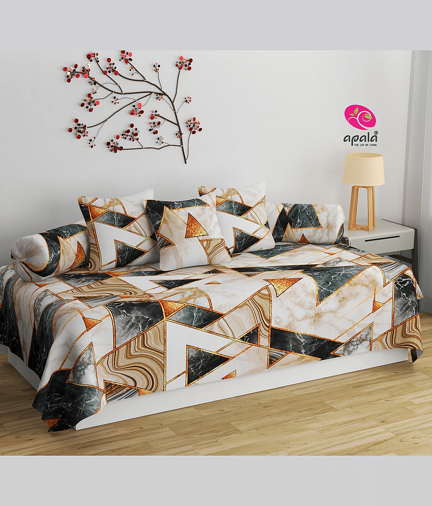 Apala Cotton Geometric Diwan Set 6 Pcs - Multi