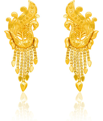 LUV FASHION Golden Stud Earrings ( Pack of 1 )