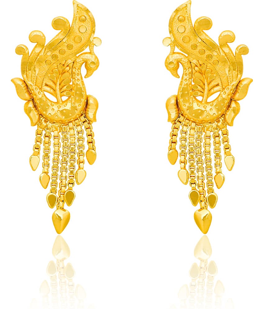 LUV FASHION Golden Stud Earrings ( Pack of 1 )