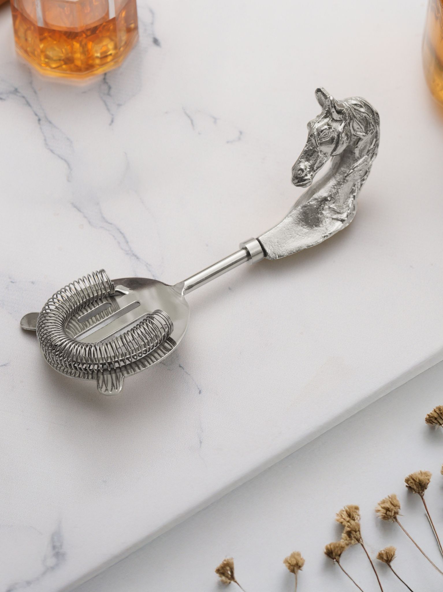 Saddle Sieve Cocktail Strainer-Silver-Silver