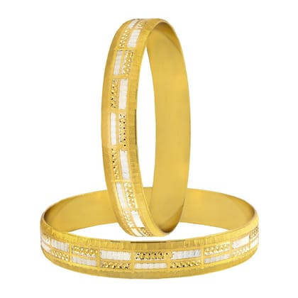 Wedding Designer 22K Gold Rhodium Metal Chuda Kada Bangle Set Of 2-Size: 2.4 Anna OR 2.25 Inches