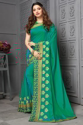Blue Embroidered Saree