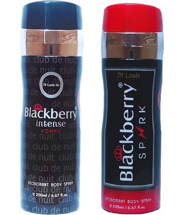 St Louis - 1 BLACKBERRY INTENSE,  1BLACKBERRY SPARK Deodorant Spray for Men,Women 400 ml ( Pack of 2 )