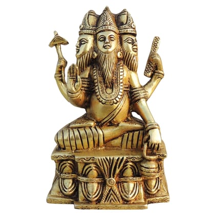 Brass Lord Brahma Murti – Traditional Brass Religious Home Idol, Height : 8 Inch (BSMAS1397 L)