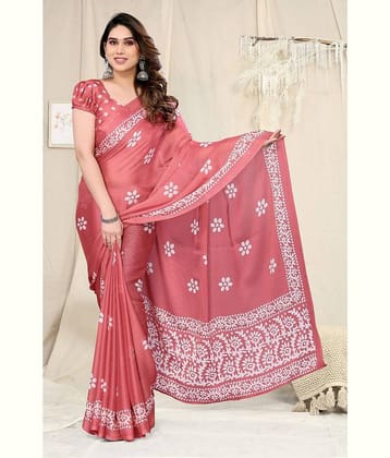 BLEESBURY Chiffon Printed Saree With Unstitched Blouse Piece ( Wine )
