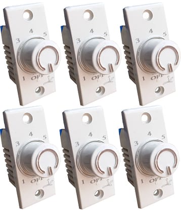 Hiru SWITCH 7 STEP - 6 PCS Chrome FAN REGULATOR for Home & Office Step-Type Button Regulator
