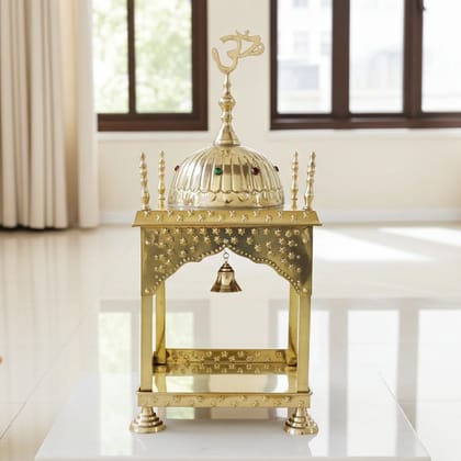 Premium Brass Round Dome Mandir – Home & Pooja Room Temple, Height : 15 Inch (FMAS311 E)