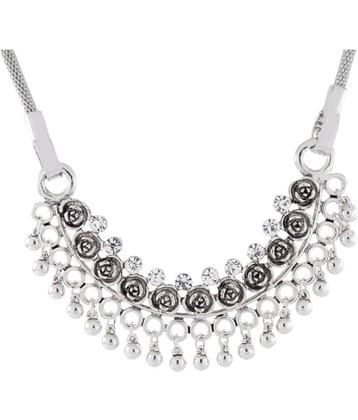 The Jewelbox Tribal Bohemian Afghan Choker Statement Grey Crystal Antique Oxidized Silver Long Necklace Chain Girls Women