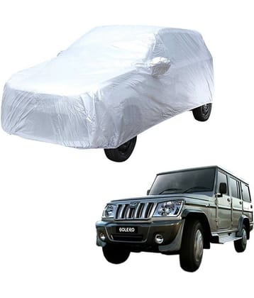 Autoretail Silver Color Dust Proof Car Body Polyster Cover With Mirror Pocket Polyster For Mahindra Bolero