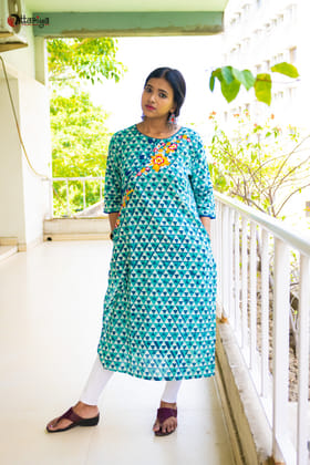 Royal Turquise  Indigo Kali Kurta-M