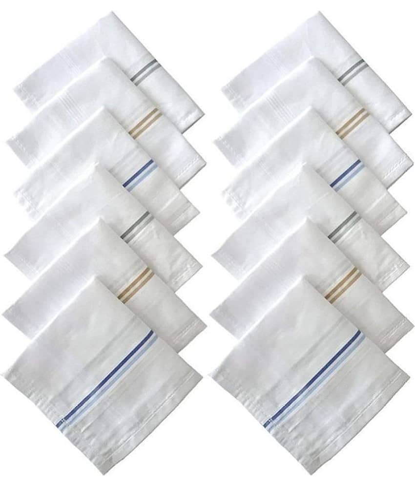 NEWMAN Men's 100% Cotton Handkerchief For Men Set of 12 PCs_size: 44 cm × 44 cm