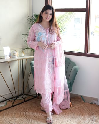 Zoya Pink Pakistani Suit Set-L