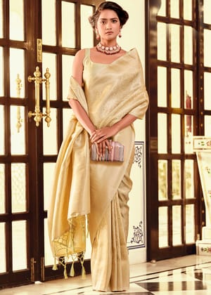 Rich Cream Woven Kanjivaram Saree