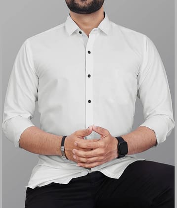 Eviqe Cotton Blend Regular Fit Solids Full Sleeves Men's Casual Shirt - White ( Pack of 1 )