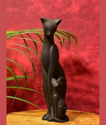 AFTERSTITCH Black cat with baby family idol statue for office home decor Showpiece 21 cm  (Pack of 1)