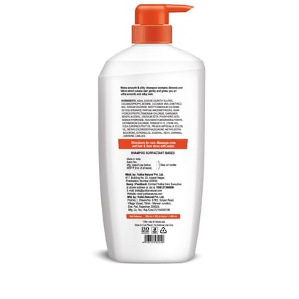 Nisha Smooth & Silky Shampoo for Women Men 650ml, Almond & Olive Actives Shampoo for Naturally Soft Silky Hair