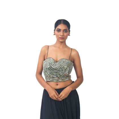 TheHangr Green Mirror Work Designer Blouse -  32